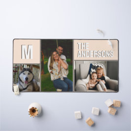 Custom 3 Foto Collage Monogram Pink Schreibtischunterlage