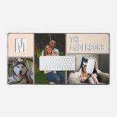 Custom 3 Foto Collage Monogram Pink Schreibtischunterlage (Tastatur & Maus)