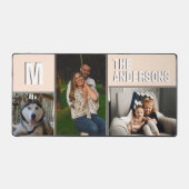 Custom 3 Foto Collage Monogram Pink Schreibtischunterlage (Vorderseite)