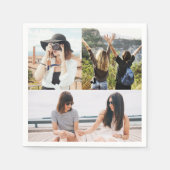 Custom 3 Foto Collage Personalisiert Paper Napkin Serviette (Vorderseite)