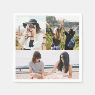 Custom 3 Foto Collage Personalisiert Paper Napkin Serviette