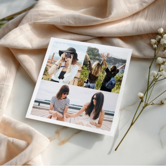 Custom 3 Foto Collage Personalisiert Paper Napkin Serviette