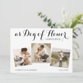 Custom 3 Foto Dog Wedding Ankündigung (Stehend Vorderseite)
