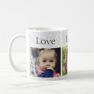 Custom 3 Foto/ Elegante Minimalistische Graublüte Kaffeetasse