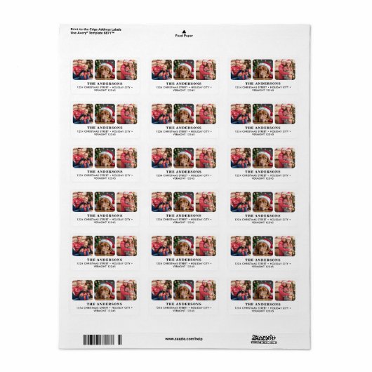 Custom 3 Foto Family Pet Weihnachts-Rücksendeadres Adressaufkleber (Vorne)