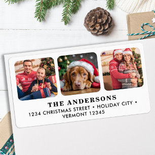 Custom 3 Foto Family Pet Weihnachts-Rücksendeadres Adressaufkleber
