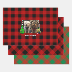 Custom 3 Foto Frame Template Kariert Geschenkpapier Set