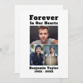 Custom 3 Foto für immer in unserem Herzen Schwarz- Dankeskarte (Vorne/Hinten)