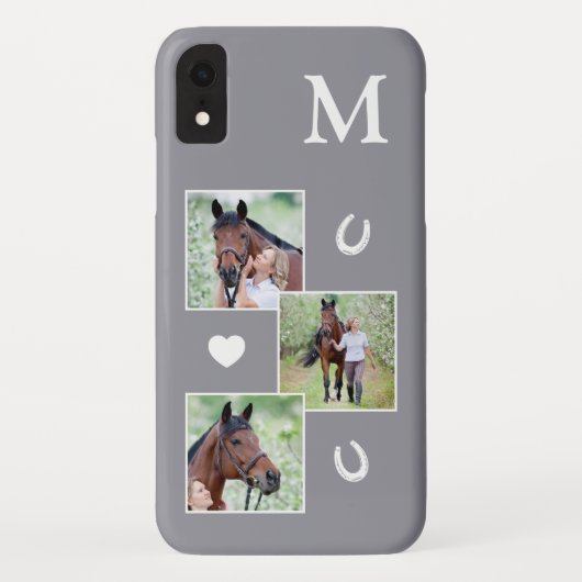 Custom 3 Foto Gray Horse Case-Mate iPhone Hülle (Rückseite)