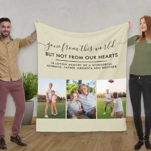 Custom 3 Foto Grid in Love Memory Natural Fleecedecke