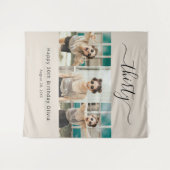 Custom 3 Foto Happy 30. Geburtstag Wandteppich (Vorderseite (Horizontal))