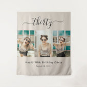 Custom 3 Foto Happy 30. Geburtstag Wandteppich (Vorderseite)