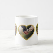 Custom 3 Foto Hearts Imitate Gold Border Kaffeetasse (Mittel)