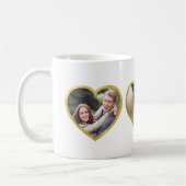 Custom 3 Foto Hearts Imitate Gold Border Kaffeetasse (Links)