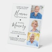 Custom 3 Foto Heaven Erinnerung an Hochzeiten Gede Sockelschild (Vorderseite)