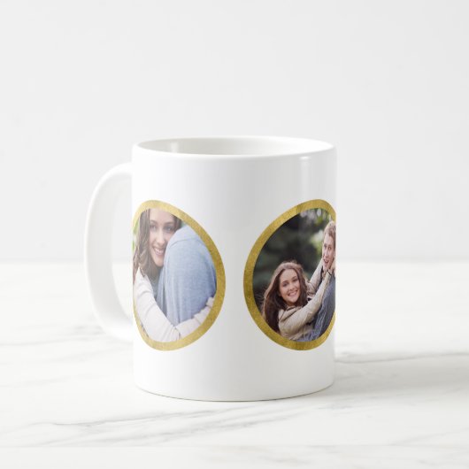 Custom 3 Foto Imitate Gold Round Border Kaffeetasse (Vorderseite Links)