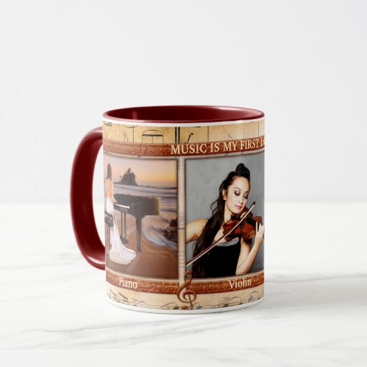 Custom 3 Foto Music Themed Tasse (Vorderseite Links)