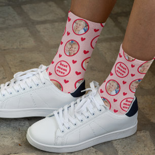Custom 3 Foto Muttertag Funny Face Socks Socken