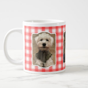 Custom 3 Foto Red & White Country Bauernhof Karier Jumbo-Tasse