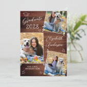 Custom 3 Foto Rustikale Hand Draodle Abschluss Ankündigung (Stehend Vorderseite)