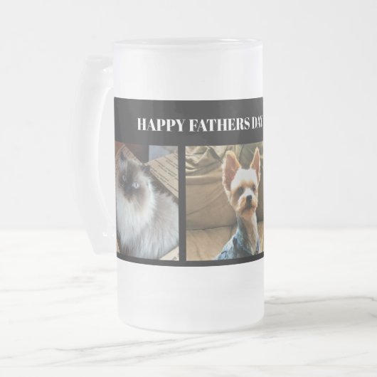 Custom 3 Foto Vathage Day oder Jeden Anlaß Mattglas Bierglas (Vorderseite Links)