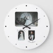 Custom 3 Foto Wedelwall Clock Große Wanduhr (Vorderseite)