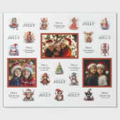Custom 3 Foto Weihnachtszeichen Wrapping Paper Geschenkpapier (Flach)