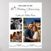 Custom 3 Fotos 25. Hochzeitstag Begrüßung Poster (Vorne)