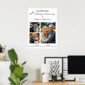 Custom 3 Fotos 65. Hochzeitstag Begrüßung Poster (Heimbüro)