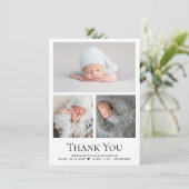 Custom 3 Fotos Geburtsankündigung Baby Boy Dankeskarte (Stehend Vorderseite)