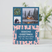 CUSTOM 3 FOTOS Retro Pine Trees Weihnachten (Stehend Vorderseite)