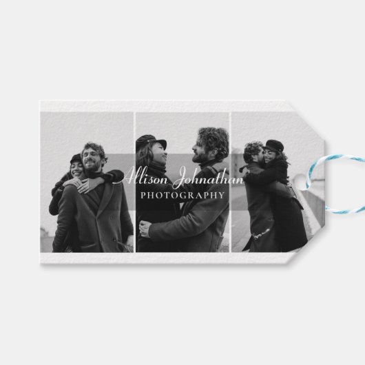 Custom 3 Fotos Skriptfotografie danke Geschenkanhänger (Vorderseite (Horizontal))