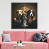 Custom 3 Pets Portrait: Royal Dog Portrait. Leinwanddruck (Insitu (Wohnzimmer))