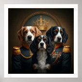 Custom 3 Pets Portrait: Royal Dog Portrait. Poster (Vorne)