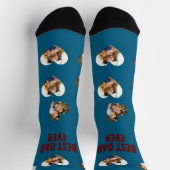 Custom 3 Photo Collage Best Dad Ever  Socken (Oben)