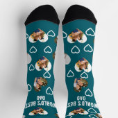 Custom 3 Photo Hearts Collage Best Dad Ever Socken (Oben)