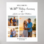 Custom 3 Photos 25th Wedding Anniversary Welcome Poster (Vorne)