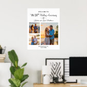 Custom 3 Photos 25th Wedding Anniversary Welcome Poster (Heimbüro)