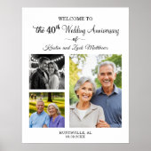 Custom 3 Photos 40th Wedding Anniversary Welcome Poster (Vorne)