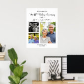 Custom 3 Photos 40th Wedding Anniversary Welcome Poster (Heimbüro)
