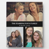 Custom 3 Sections Family Foto Collage Black Frame Fotoplatte (Vorderseite)