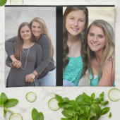 Custom 3 Sections Family Foto Collage Black Frame Geschirrtuch (Gefaltet)