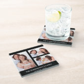 Custom 3 Sections Family Foto Collage Black Frame Glasuntersetzer (Schrägansicht)