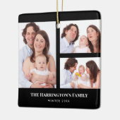 Custom 3 Sections Family Foto Collage Black Frame Keramikornament (Links)