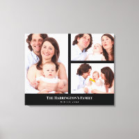 Custom 3 Sections Family Foto Collage Black Frame
