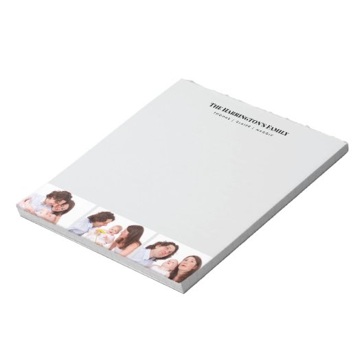 Custom 3 Sections Family Foto Collage Black Frame Notizblock (Rotiert)