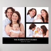Custom 3 Sections Family Foto Collage Black Frame