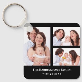 Custom 3 Sections Family Foto Collage Black Frame Schlüsselanhänger