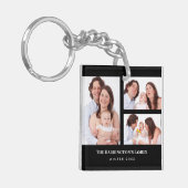 Custom 3 Sections Family Foto Collage Black Frame Schlüsselanhänger (Vorderseite links)
