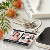 Custom 3 Sections Family Foto Collage Black Frame Schlüsselanhänger (Vorderseite rechts)
